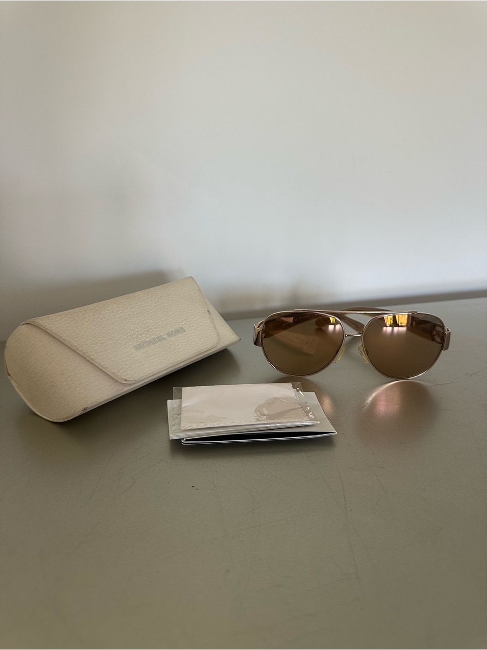 Michael Kors Rose Gold Metal Aviator Sunglasses